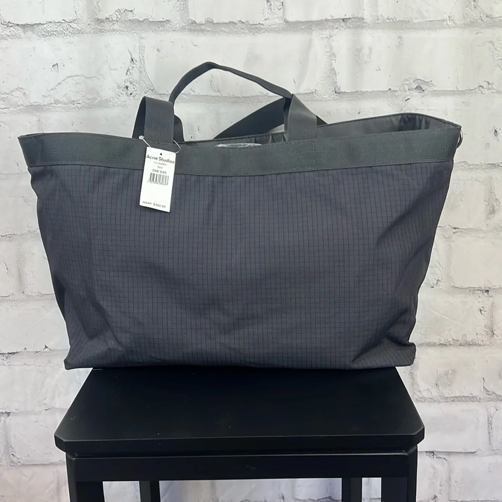 Acne Studios Post Ripstop Nylon & Suede Tote Black